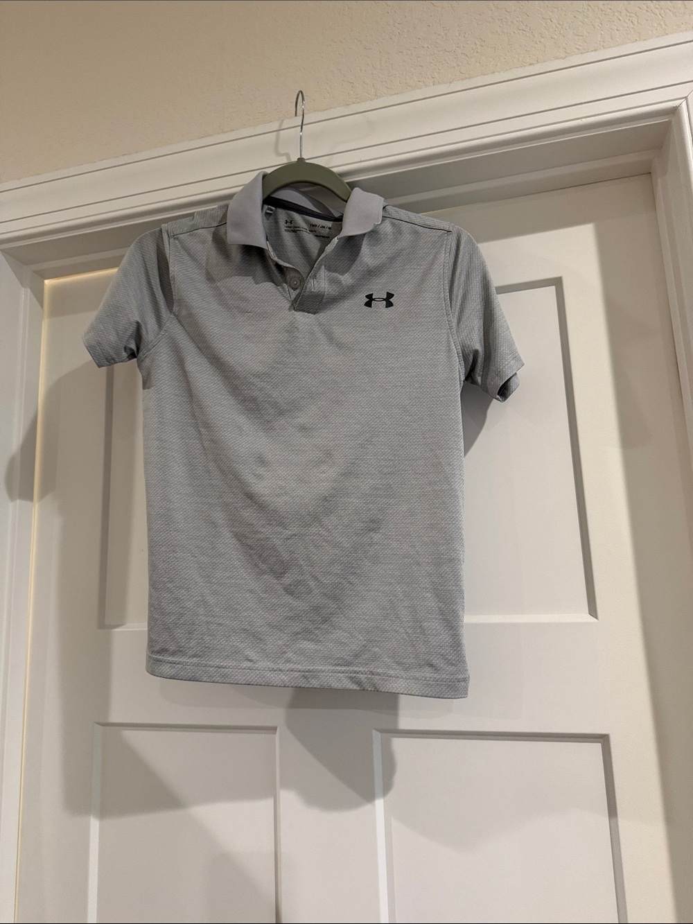 Under Armour Light Gray Boys' Polo with Black Logo